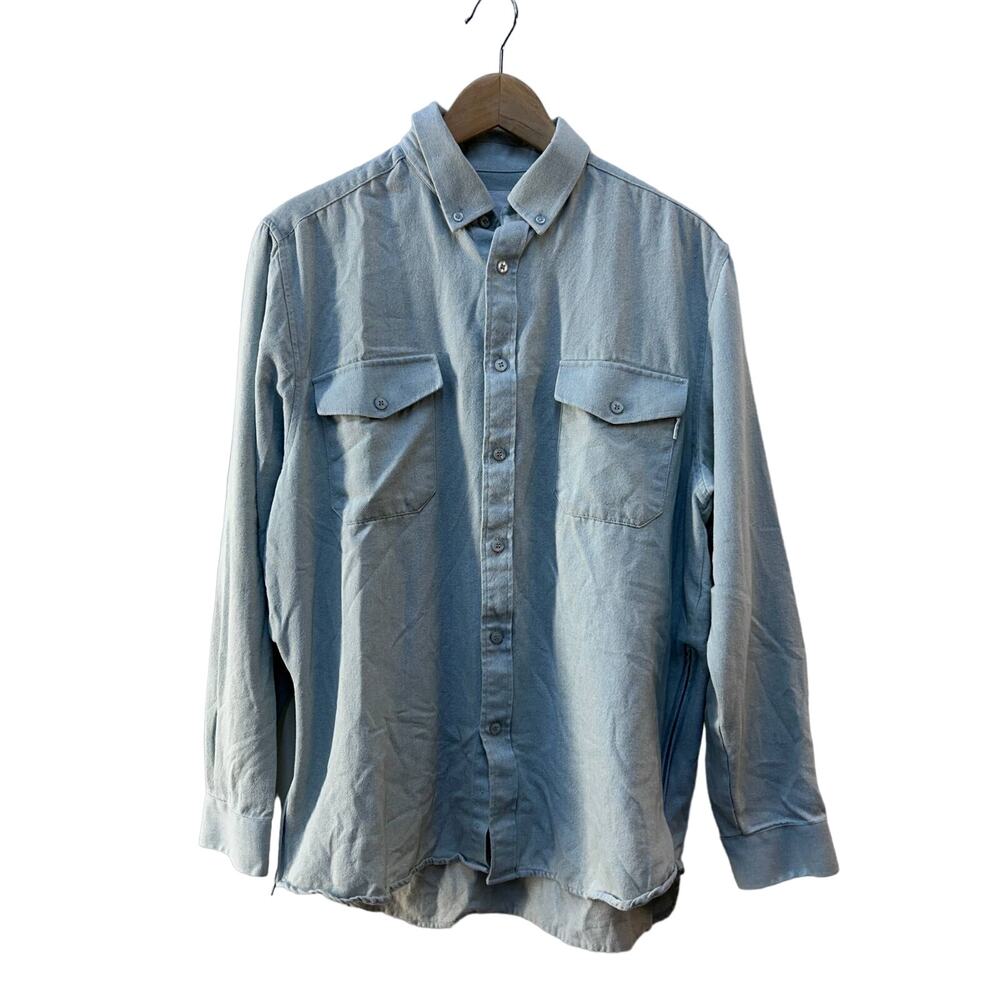 EPTM The Perfect Example Chambray Shirt Men's M Zip Side Long Sleeve Button Up
